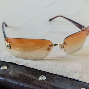 Rare Sold Out Everywhere Chanel Orange Rimless Logo Sunglasses
